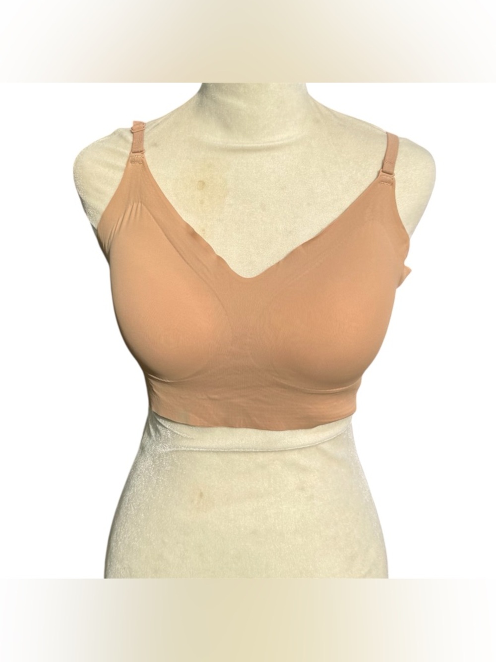 Backless Nude Beige Removable Wireless Padded Soft Comfortable Bra Bralette XL